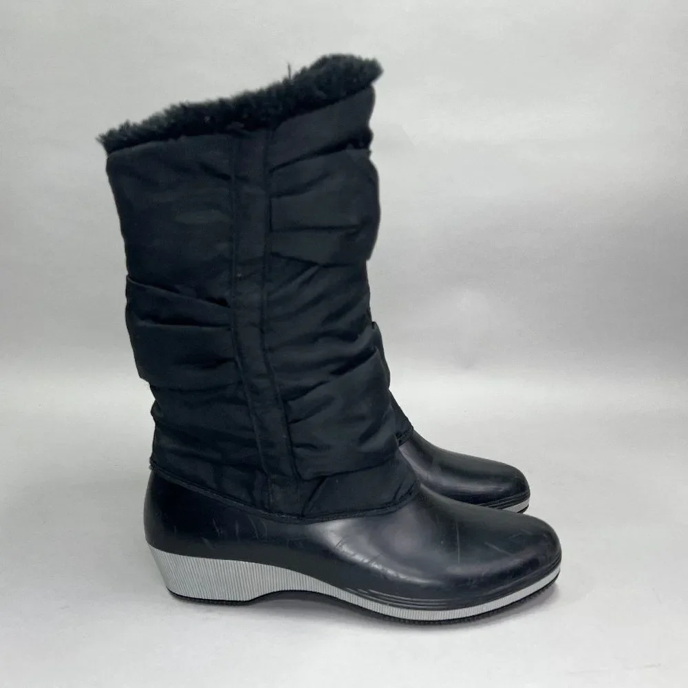 Sears Boots Women's 8 Vintage Black‎ Rubber Insulated Outdoor Winter Rain Boots